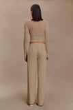 Frannie Gathered Silk Blend Knit Pants Sand