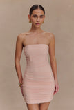 Jianna Strapless Mesh Mini Dress Powder Pink