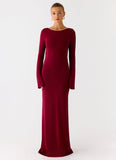 Elmont Long Sleeve Maxi Dress Dark Cherry