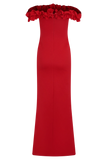 Nova Ruffle Off Shoulder Maxi Dress Ruby
