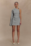 Dorian Twist Shoulder Mini Dress Charcoal Marle