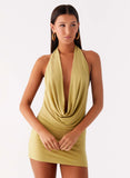 Haisley Cowl Mini Dress Lime Green