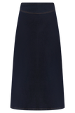 Cecilia Denim A Line Midi Skirt Indigo Blue