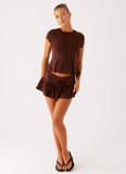 Landon Mini Skort Chocolate