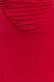 Willa Gathered Mesh Midi Dress Ruby