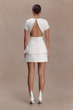 Adeline Short Sleeve Satin Top White