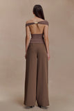 Carley Off Shoulder Knit Top Cacao Brown