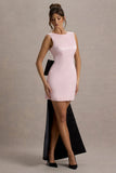 Peace Pink Black Satin Mini Dress With Drape Detail