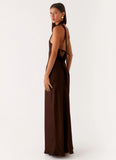 Keena Scarf Maxi Dress Chocolate
