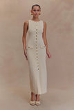 Sawyer Sleeveless Buttoned Maxi Dress Ivory