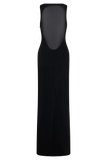 Marlon Crepe And Mesh Maxi Dress Black