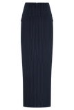 Cassie Column Maxi Skirt Navy Pinstripe
