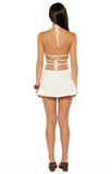 Peyton White Ruched Halter Neck Top