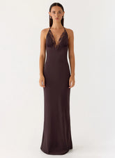 Indya Halter Maxi Dress Chocolate