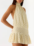 Willow Chiffon Mini Dress Yellow Polkadot