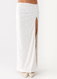 Griff Low Rise Jacquard Maxi Skirt White