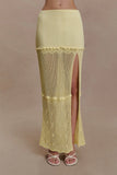 Coleene Pointelle Knit Maxi Skirt Lemon