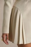 Blossoming Nude Plunge Neck Tailored Mini Dress With Pleating