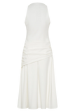 Emily Wrapped Waist Midi Dress White