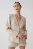 Solenne Collarless Suiting Blazer Natural Marle