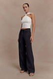 Perrie Mid Rise Straight Leg Tie Jeans Washed Black