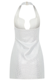 Raina Diamante Halter Mini Dress White