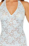 Espresso Blue Sheer Lace Mini Dress