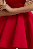 Waverly Red Racer Neck Sleeveless Skater Mini Dress