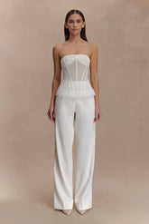 Fatima Satin Straight Leg Pant White