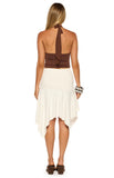 Brighton White Asymmetrical Midi Skirt