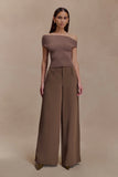 Carley Off Shoulder Knit Top Cacao Brown