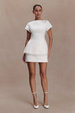 Adeline Short Sleeve Satin Top White