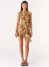 Maris Asymmetrical Mini Dress Laguna Print