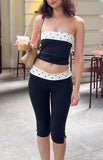 Reece Black Polka Dot Strapless Top