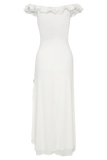 Allegra Off Shoulder Ruffle Midi Dress Ivory