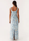 Cosmic Love Ruched Maxi Dress Opulent Blue