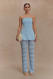 Anette Bandage Knit Strapless Top Sky Blue