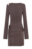 Cresida Knit Long Sleeve Mini Dress With Hardware Peppercorn