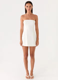 Della Strapless Mini Dress White