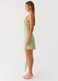 Juelz Beaded Mini Dress Lime