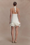 Willowmena Halter Neckline Mini Dress With Tubed Hem White