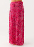 Corinna Low Rise Sequin Maxi Skirt Fuchsia
