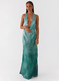Nerissa Cowl Neck Maxi Dress Green Tie Dye