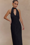 Simona Halter Neck Midi Dress Black