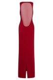 Marlon Crepe And Mesh Maxi Dress Cherry Red
