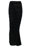 Matilda Ruched Mesh Maxi Skirt Black