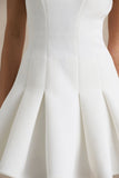 Leilani White Round Neck Mini Skater Dress