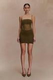 Maryk Mesh Mini Dress Khaki