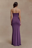 Madison Strapless Slinky Maxi Dress Purple
