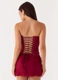 Atenea Organza Mini Skirt Deep Red